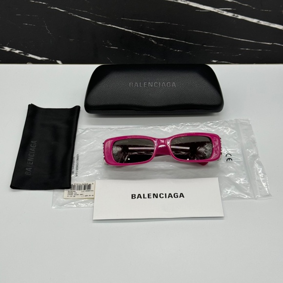 NEW BB0096S 016 BALENCIAGA PINK GREY WOMEN SQUARE BALENCIAGA SUNGLASSES - Picture 11 of 11